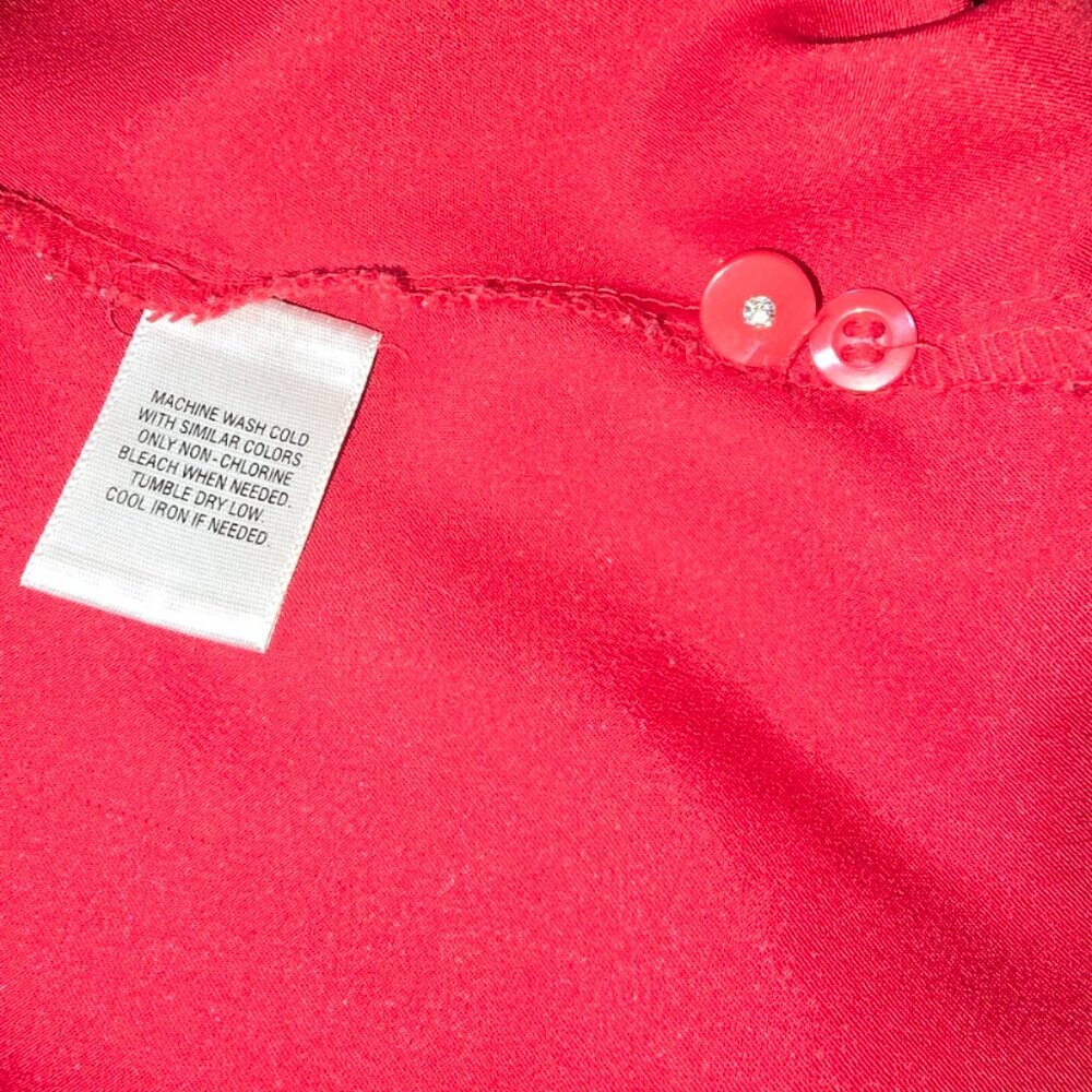 APOSTROPHE Red Satin Women's Blouse Size - XL Valentine's Day Top - Picture 5 of 9